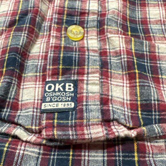 Osh Kosh B’gosh Toddler Boys 2T Plaid Flannel Button Up Shirt Lumber Jack Preppy - Picture 2 of 4